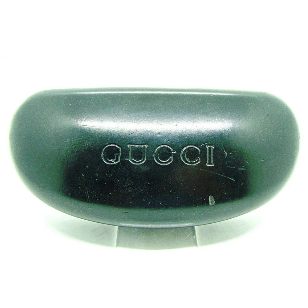 Gucci Sunglasses Hard Clam Shell Eye Glasses Case Black Embossed Logo M/L Size